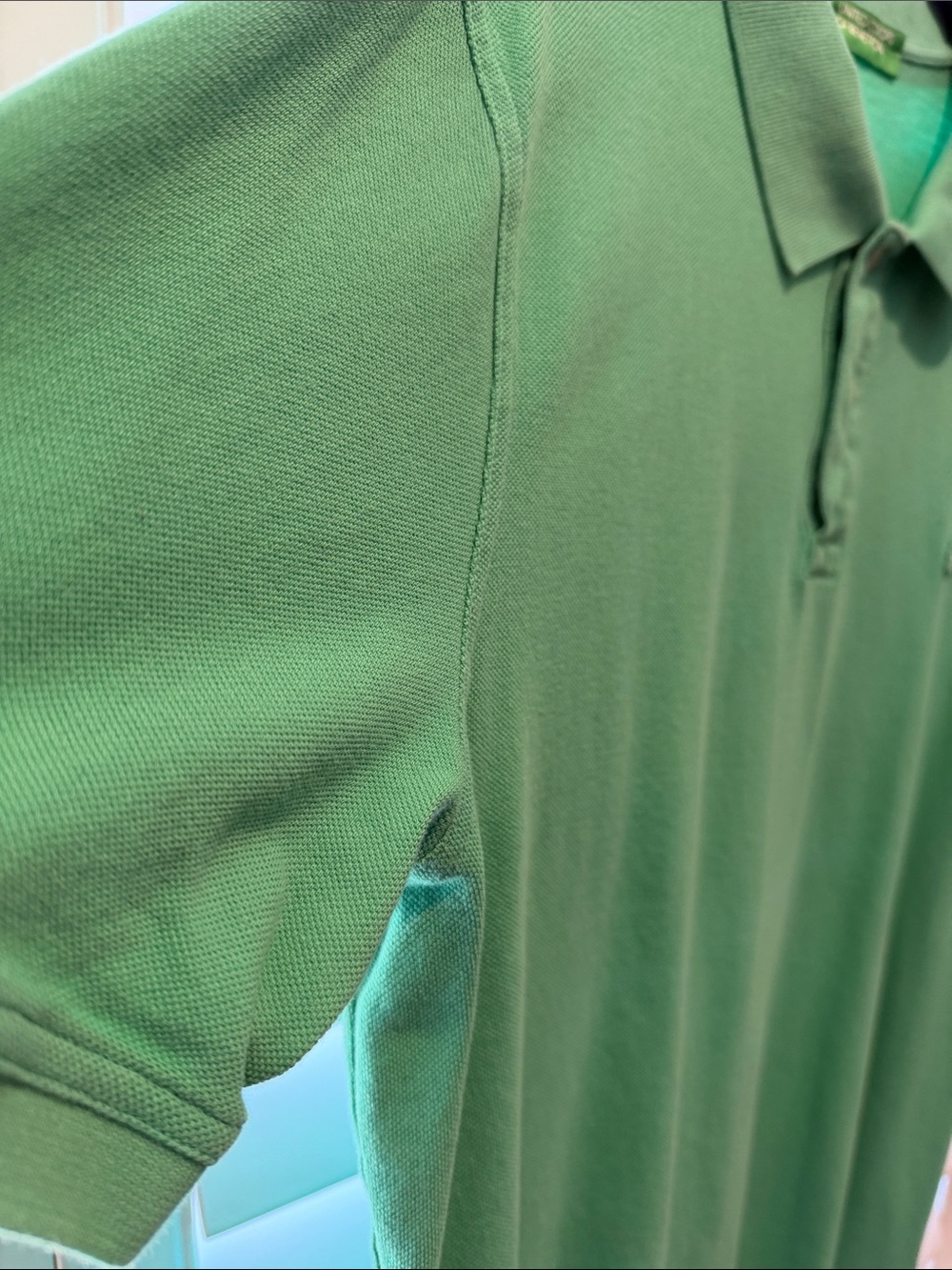 United Colors Of Benetton Men’s Mint Green Polo Shirt with Logo - Picture 2 of 6
